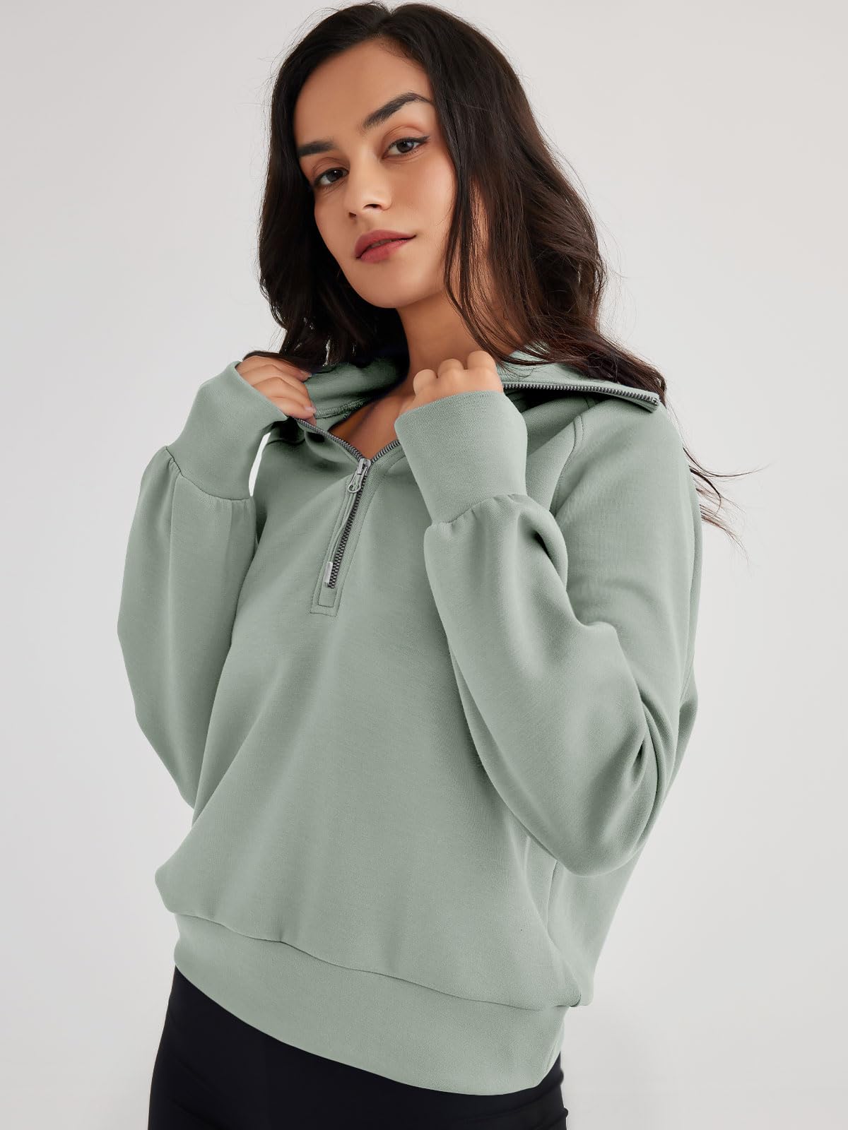 Womens Oversized Sweatshirts Half Zip Pullover Long