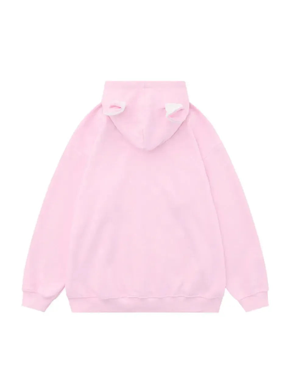 Devil Horn Ghost Prints Zip Up Hoodie