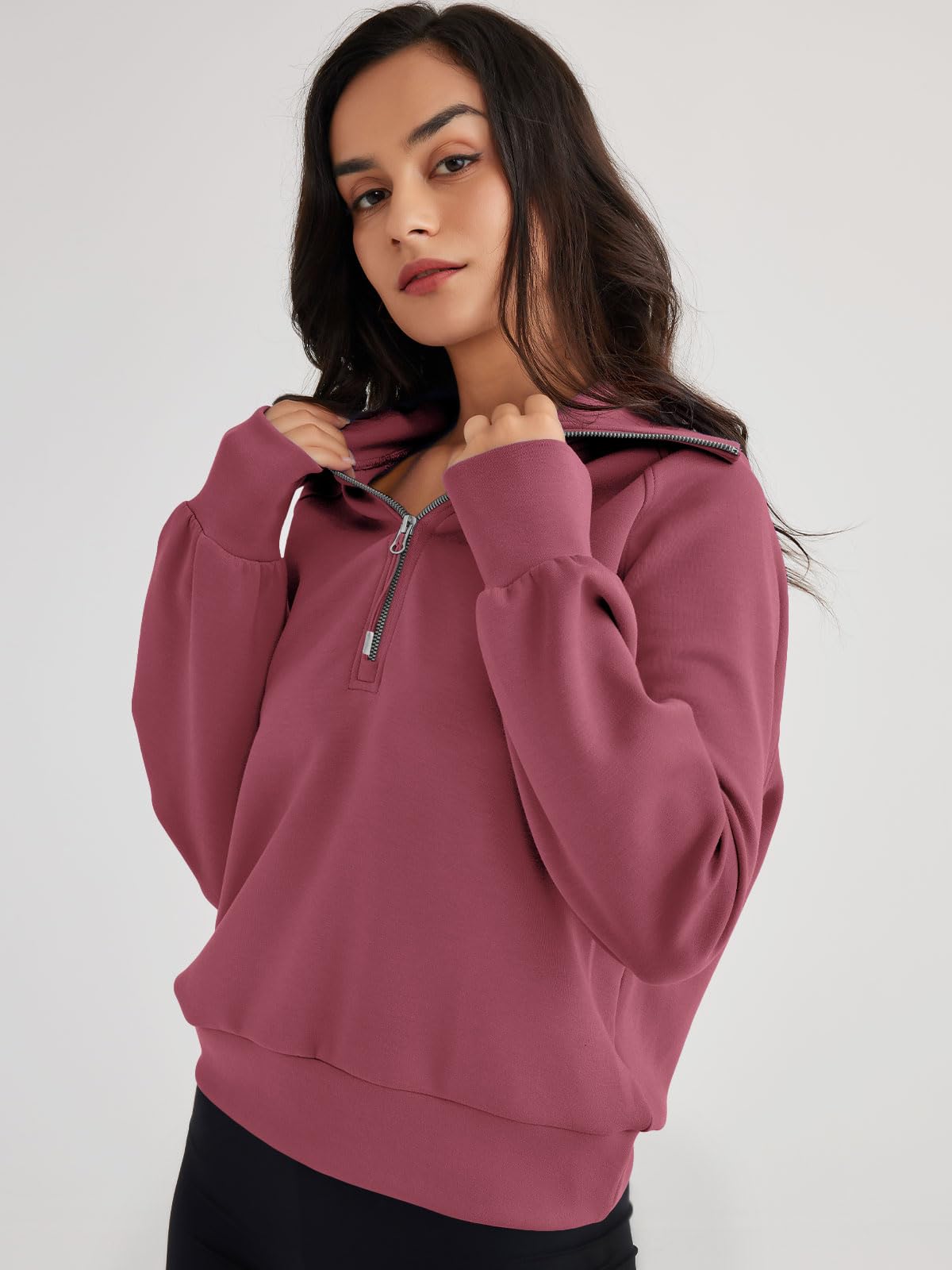 Womens Oversized Sweatshirts Half Zip Pullover Long