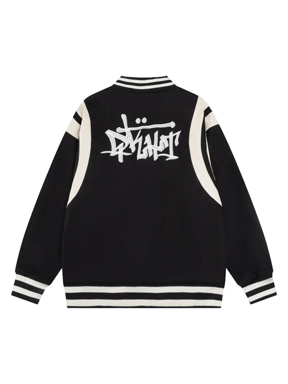 PU Leather Embroidered Baseball Jacket for Men