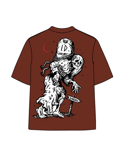 270g Back Skull Printed Wash Old Cotton T-shirt