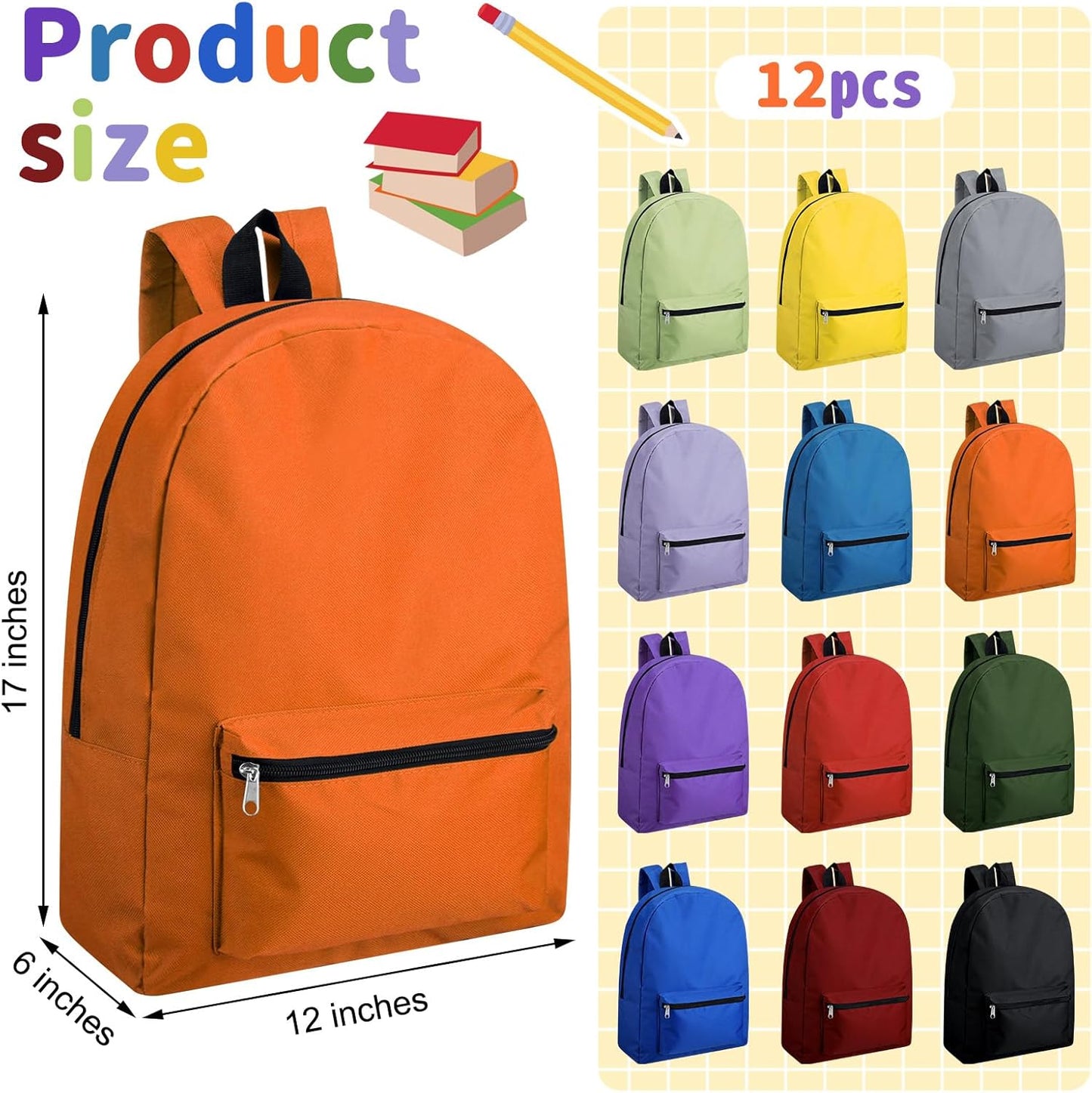 24 Pack Backpacks Bulk Backpack for School 17 Inch Bookbags Back