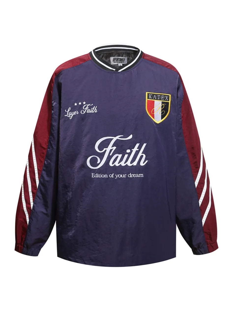 Motorcycle Stripe Splicing Color Contrast V-neck Long Sleeve Sweatshirt for Men