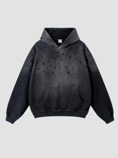 410g Wash Old Dotted Cotton Hoodie