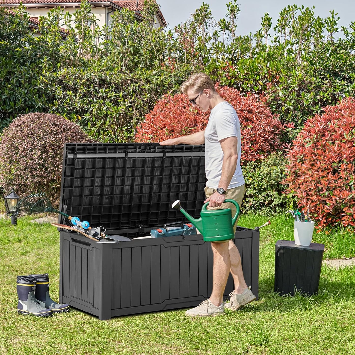 YITAHOME 120 Gallon Large Deck Box Upgraded Resin Outdoor Storage Boxes