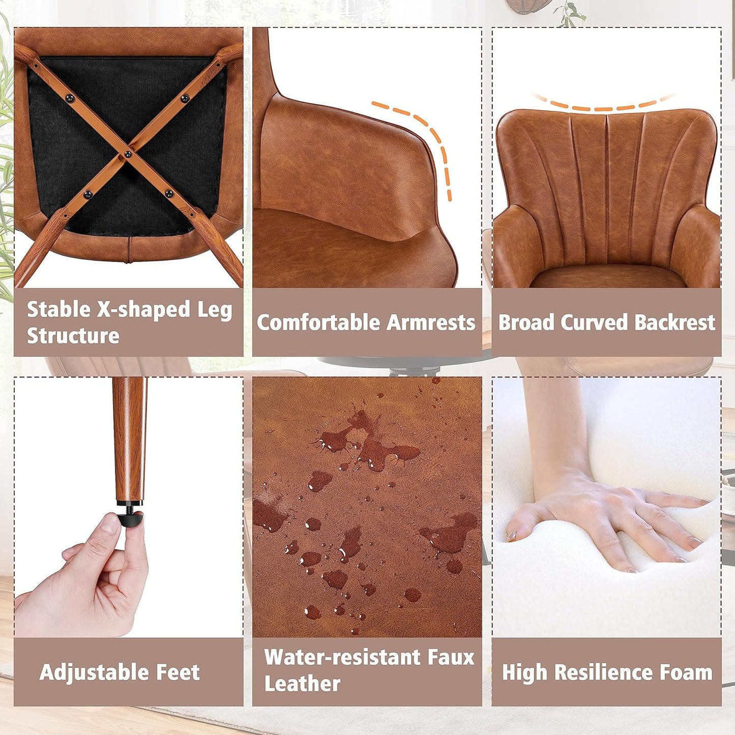 Yaheetech PU Leather Armchair Modern Accent Chair with Metal Legs