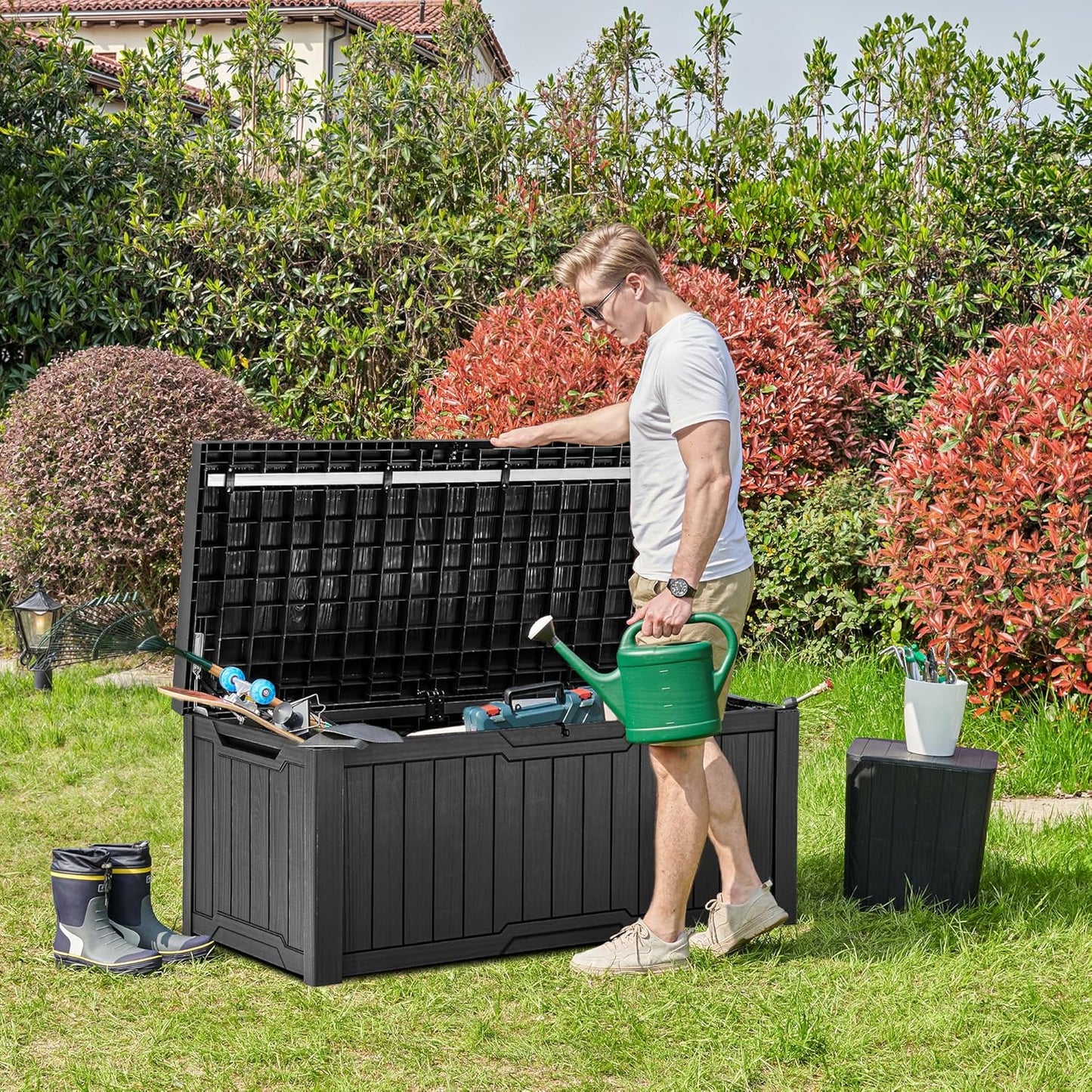 YITAHOME 120 Gallon Large Deck Box Upgraded Resin Outdoor Storage Boxes