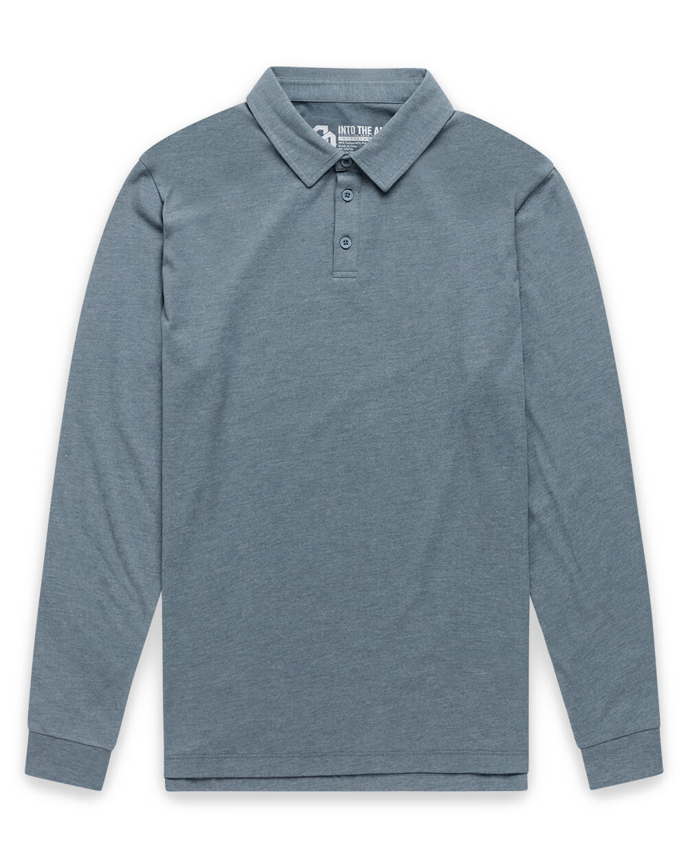 Long Sleeve Polo Shirt Sweatshirt for Men Blue