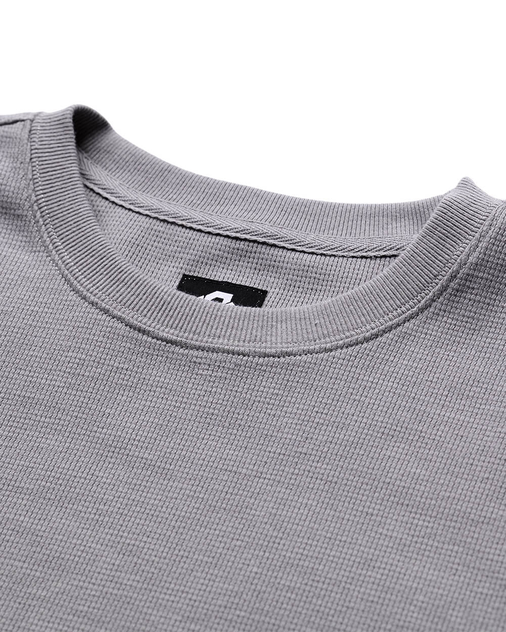 Mens Long Sleeve Waffle Knit Crewneck Shirt Casual Thermal Pullover