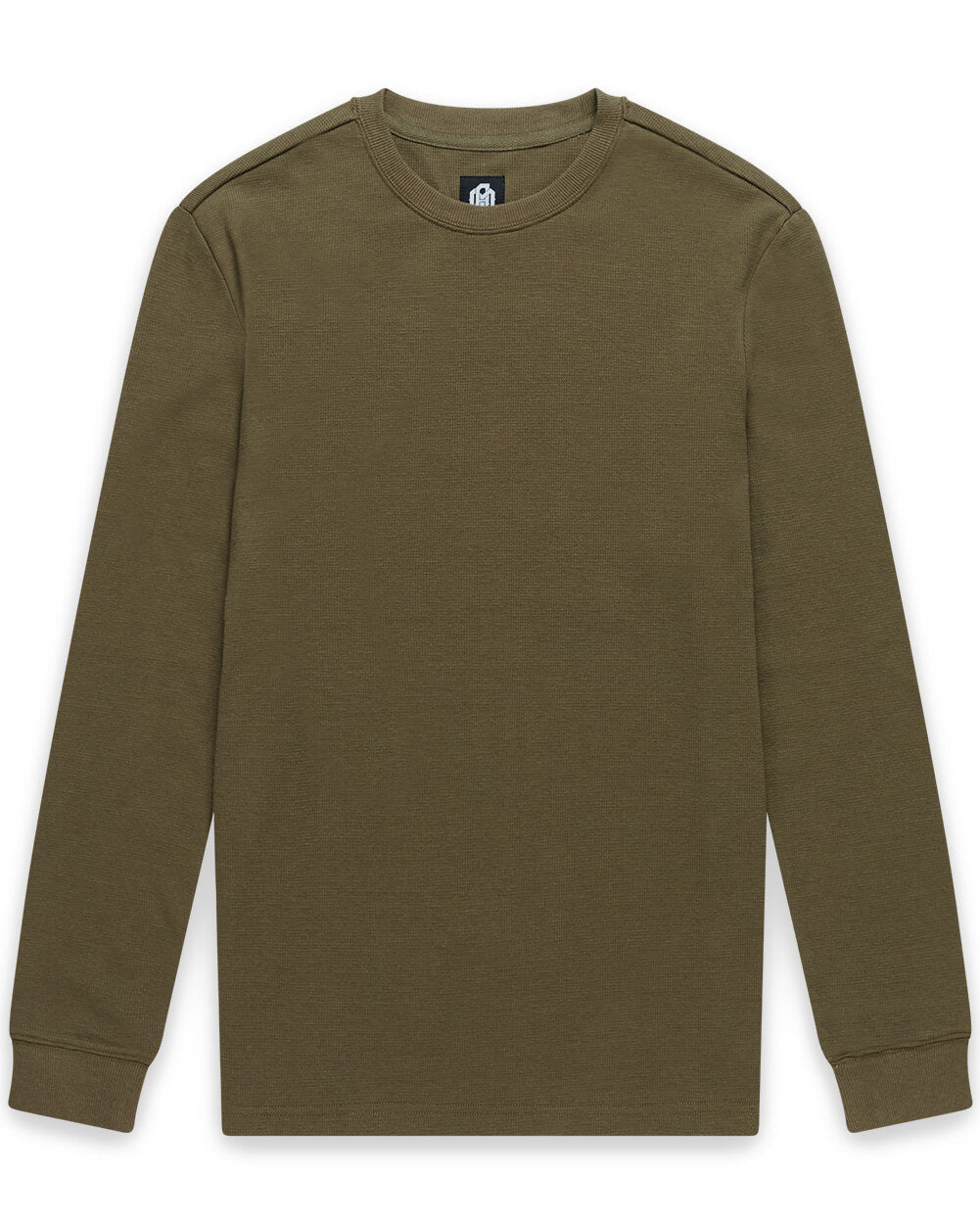 Mens Long Sleeve Waffle Knit Crewneck Shirt Casual Thermal Pullover