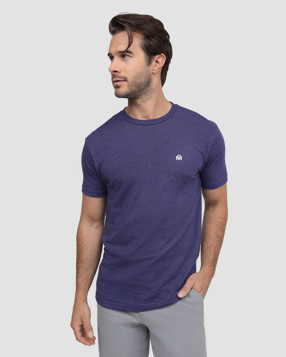 Basic Pure Color Cotton T-shirt Tee for Men