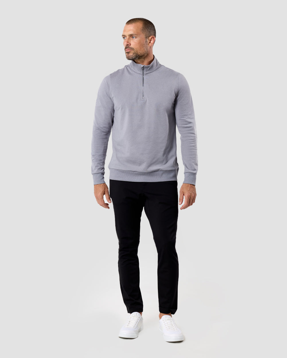 Mens Quarter Zip Tee Lightweight Long Sleeve Athletic Shirt Casual Pullover Top