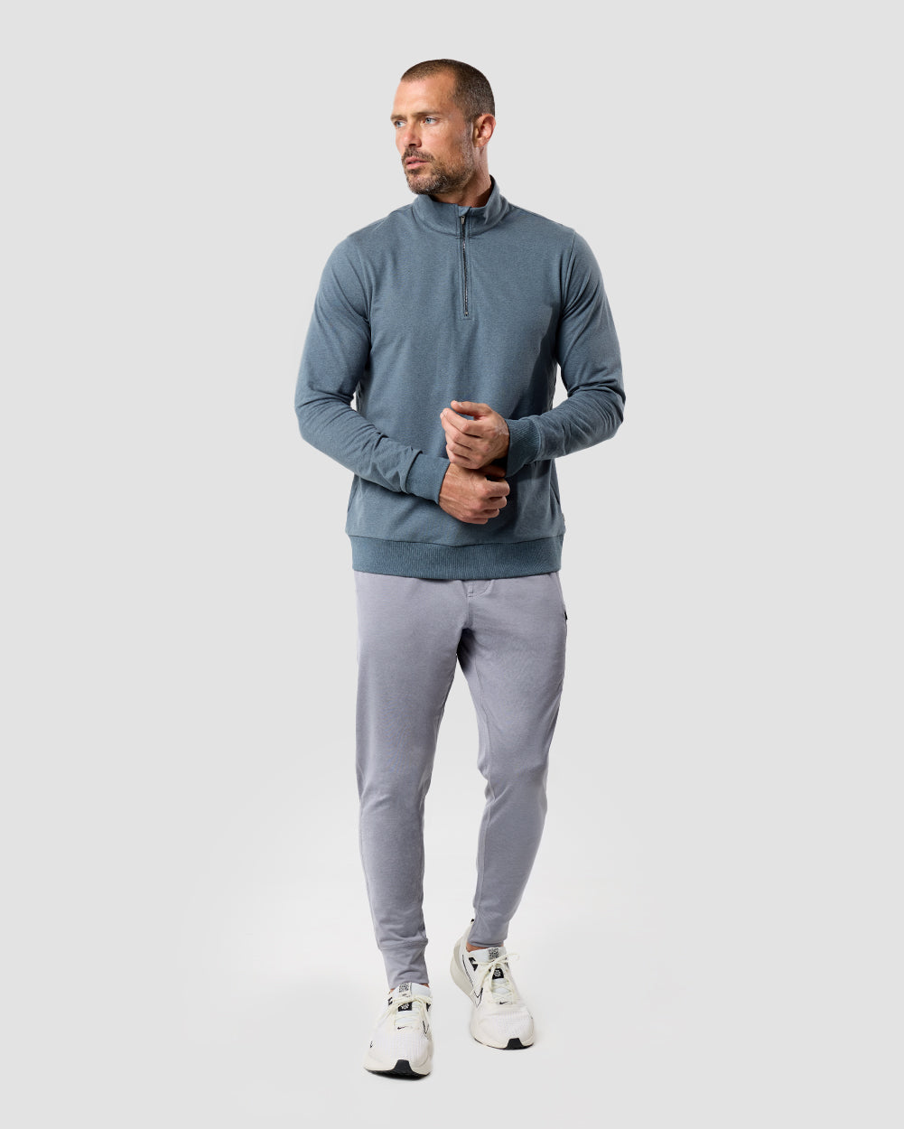 Mens Quarter Zip Tee Lightweight Long Sleeve Athletic Shirt Casual Pullover Top