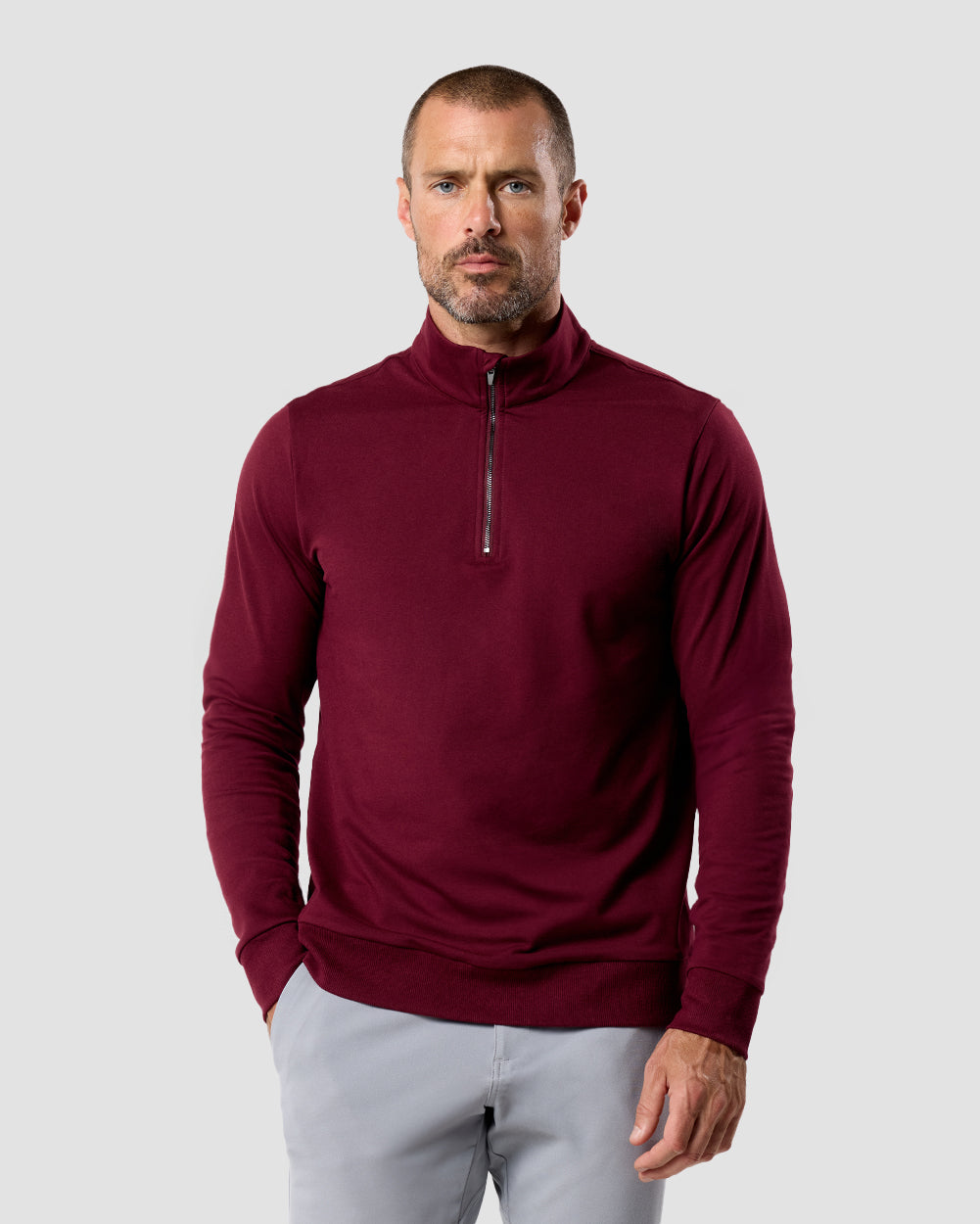 Mens Quarter Zip Tee Lightweight Long Sleeve Athletic Shirt Casual Pullover Top