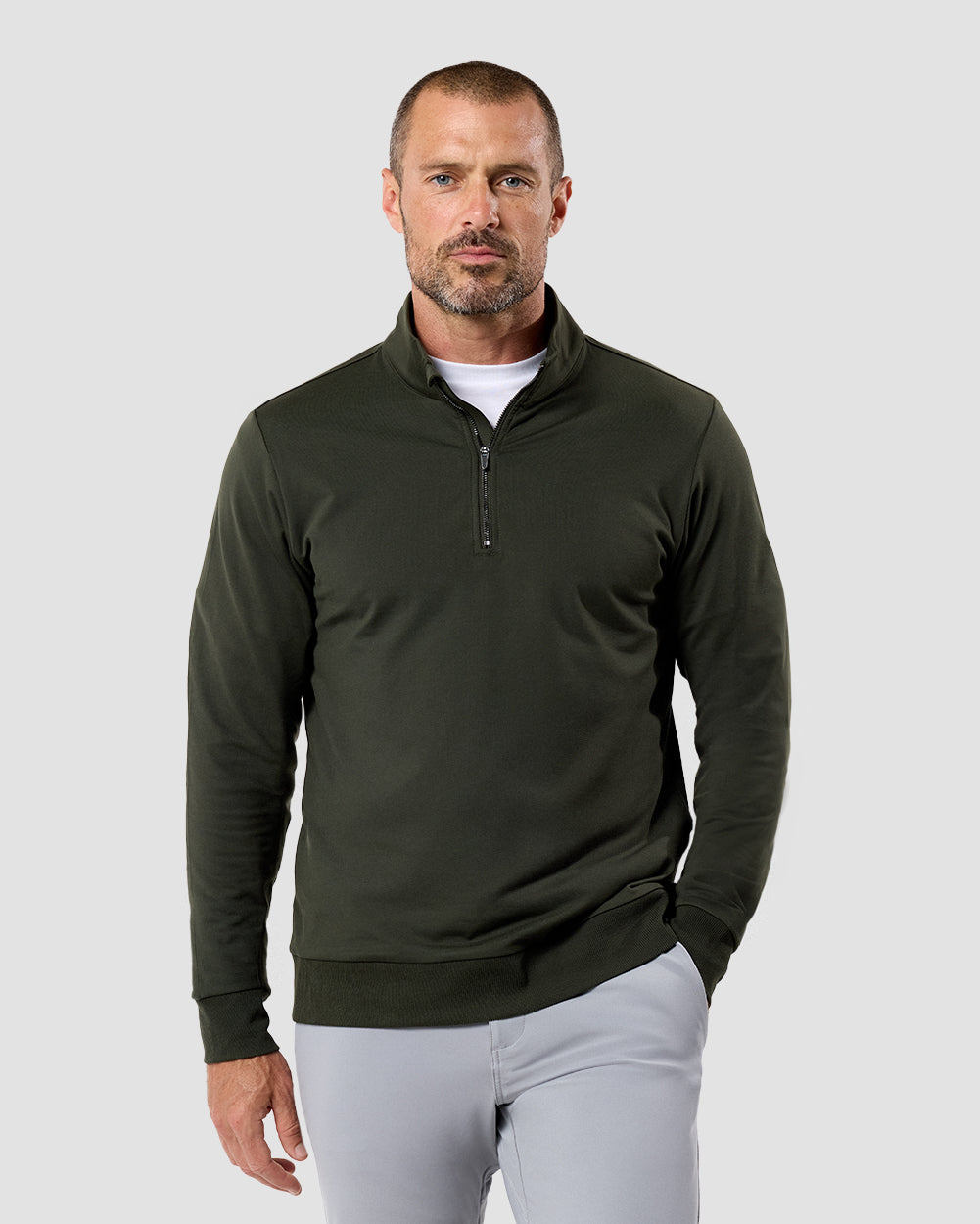 Mens Quarter Zip Tee Lightweight Long Sleeve Athletic Shirt Casual Pullover Top