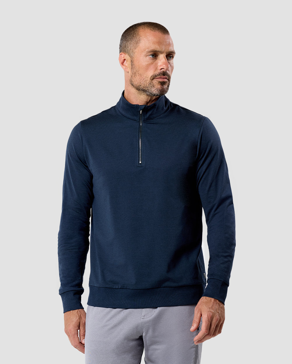 Mens Quarter Zip Tee Lightweight Long Sleeve Athletic Shirt Casual Pullover Top