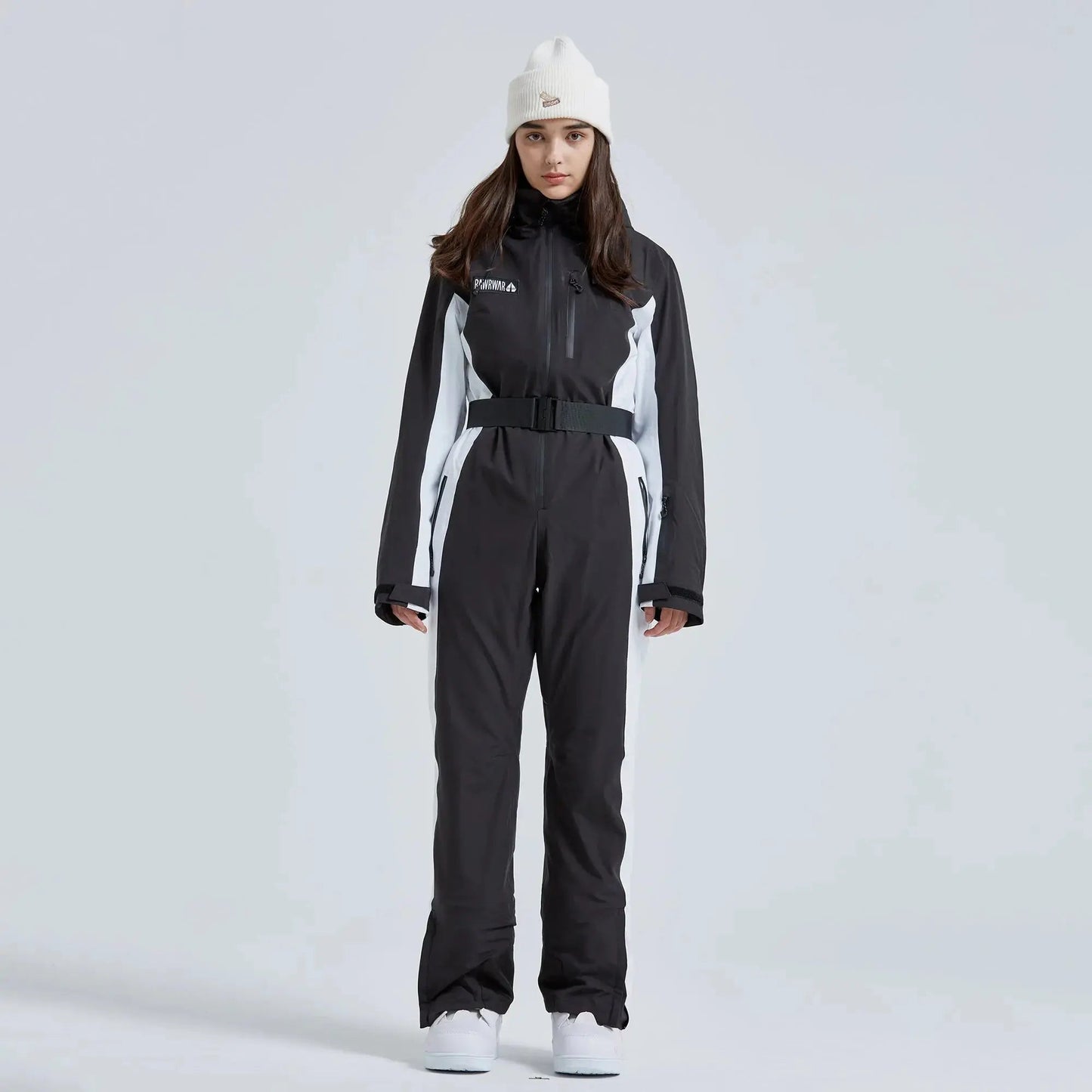 Women’s High Neck Hooded One Piece Ski Suit for Winter Sports