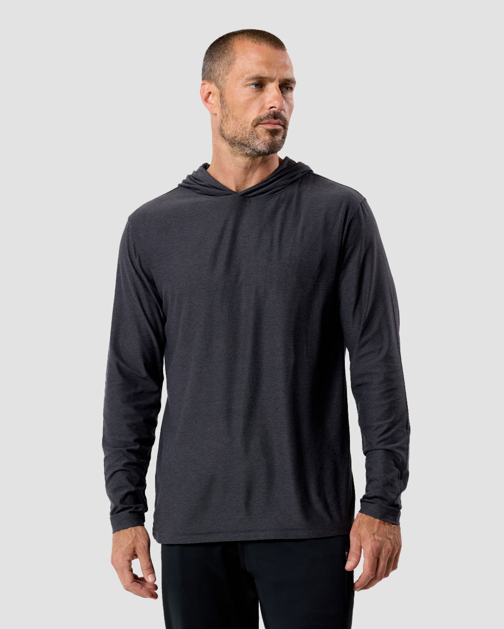 Mens Long Sleeve Hooded Active Tee Lightweight Workout Shirt with Hood