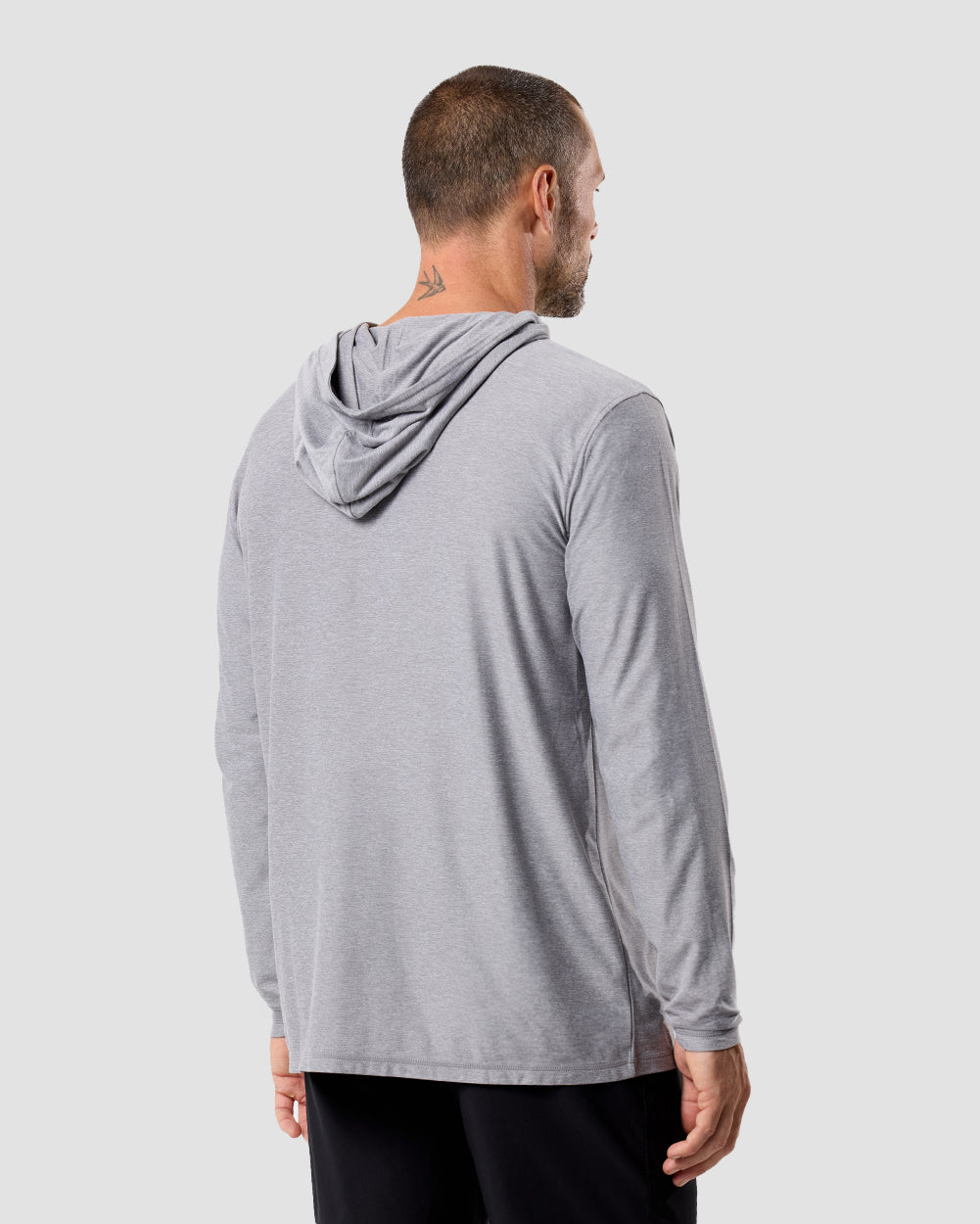 Mens Long Sleeve Hooded Active Tee Lightweight Workout Shirt with Hood