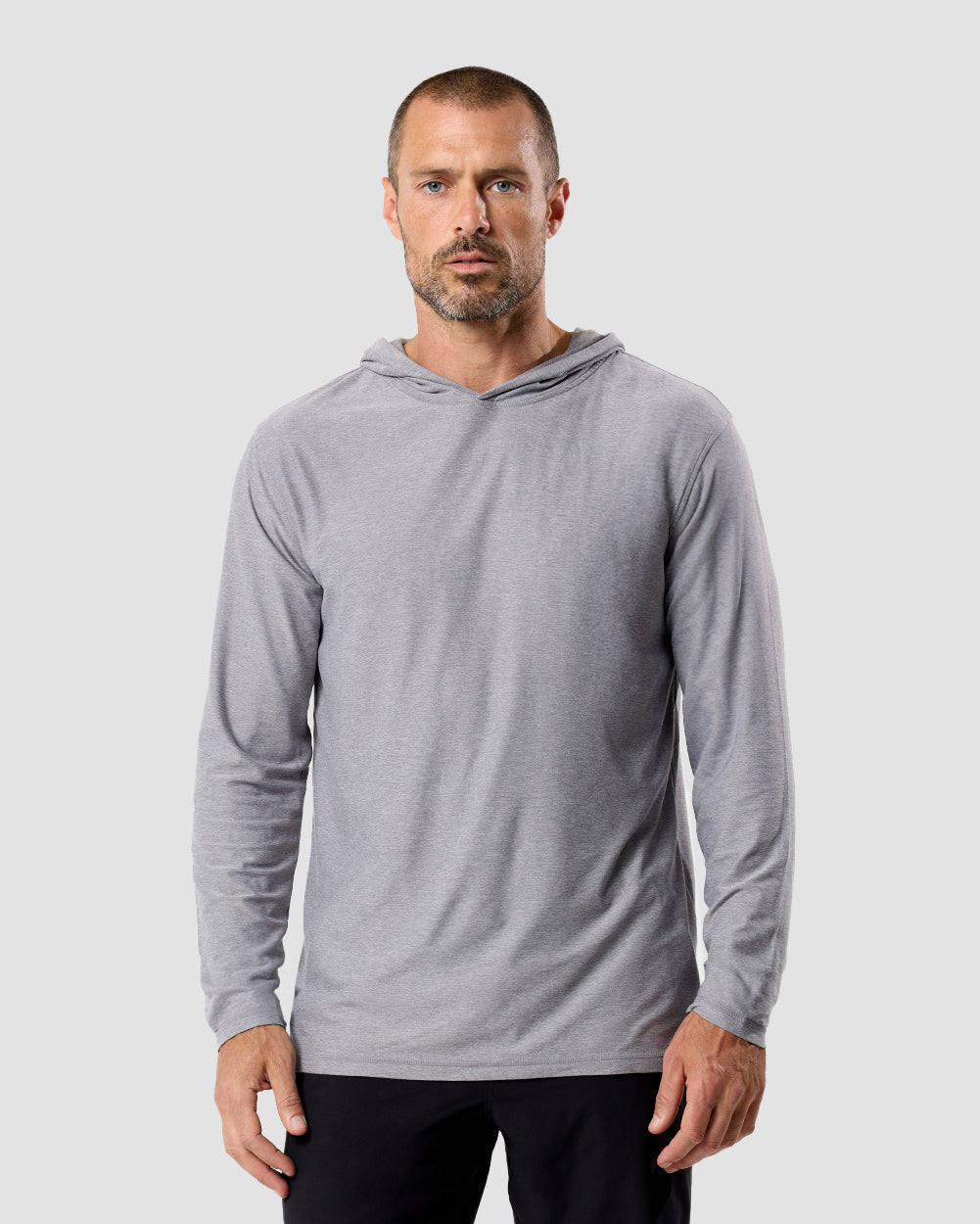 Mens Long Sleeve Hooded Active Tee Lightweight Workout Shirt with Hood