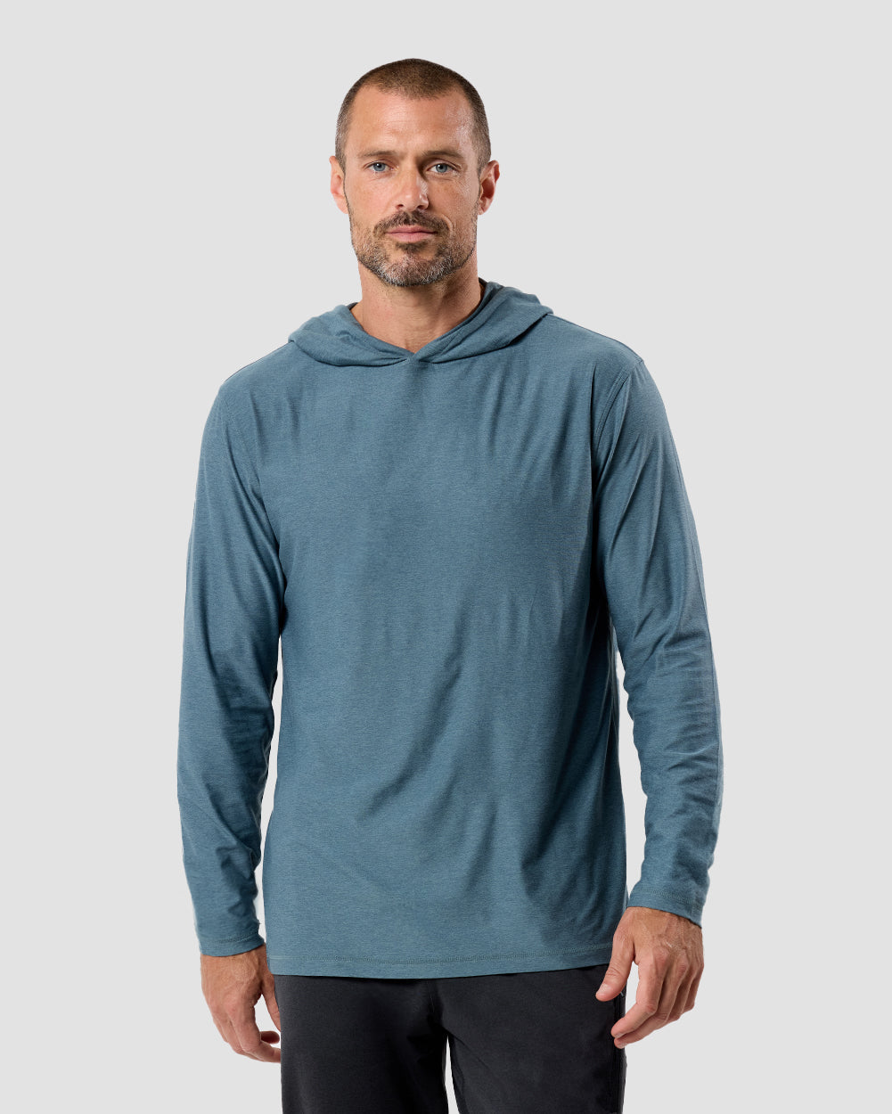 Mens Long Sleeve Hooded Active Tee Lightweight Workout Shirt with Hood