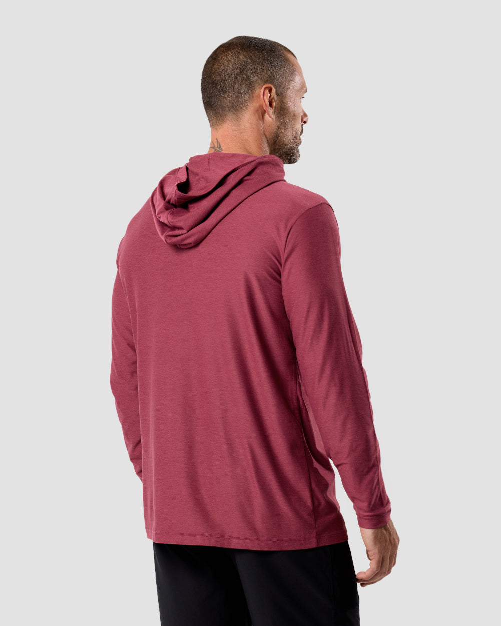 Mens Long Sleeve Hooded Active Tee Lightweight Workout Shirt with Hood