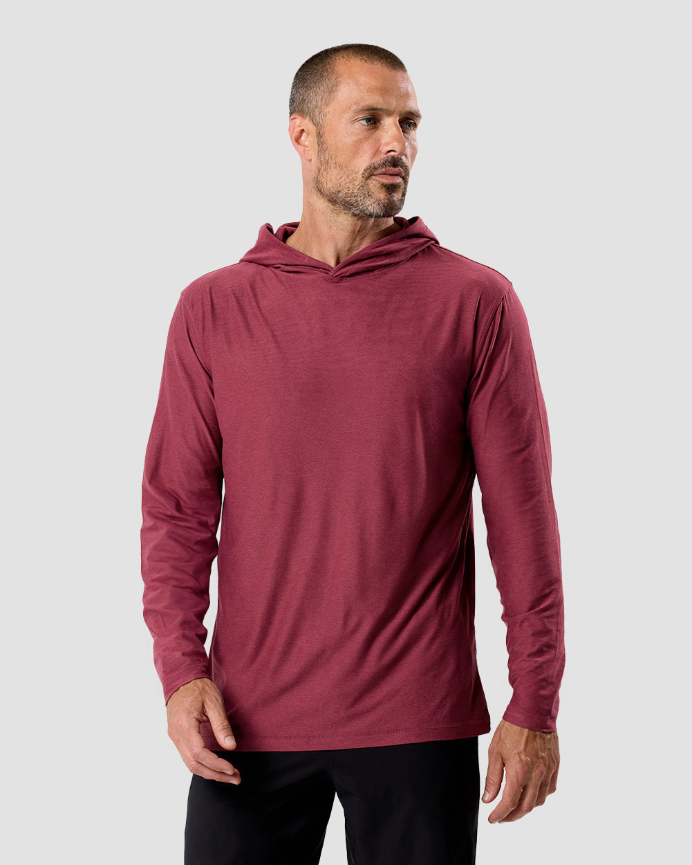 Mens Long Sleeve Hooded Active Tee Lightweight Workout Shirt with Hood