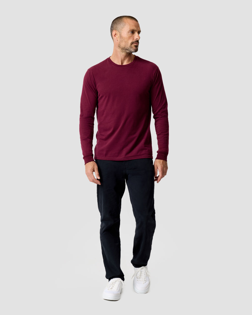 Long Sleeve Tee Mens Essential Solid Tee Lightweight Breathable Comfy Fit
