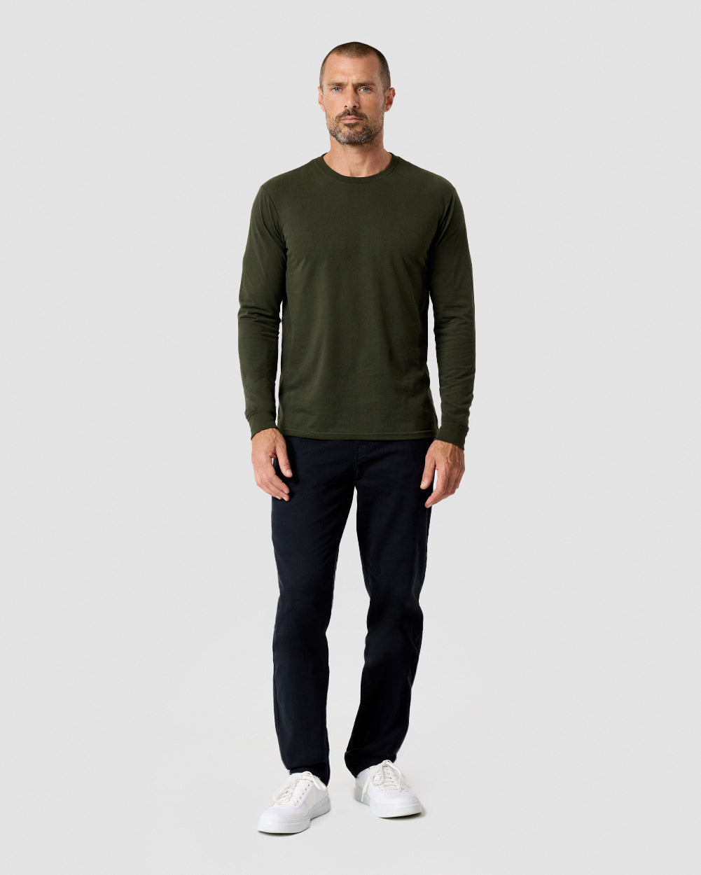 Long Sleeve Tee Mens Essential Solid Tee Lightweight Breathable Comfy Fit