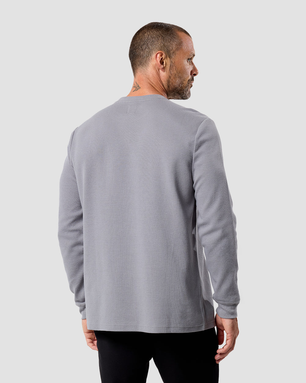 Mens Long Sleeve Waffle Knit Crewneck Shirt Casual Thermal Pullover