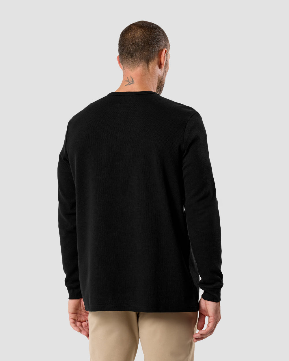Mens Long Sleeve Waffle Knit Henley Shirt Casual Button Front Thermal Top