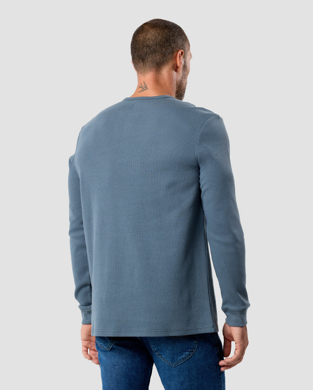 Mens Long Sleeve Waffle Knit Henley Shirt Casual Button Front Thermal Top