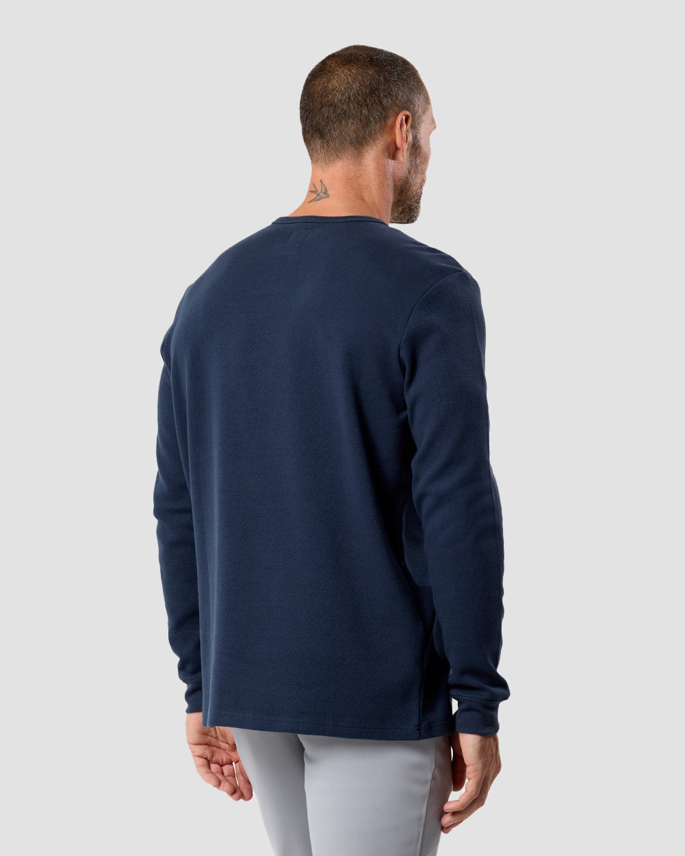 Mens Long Sleeve Waffle Knit Henley Shirt Casual Button Front Thermal Top