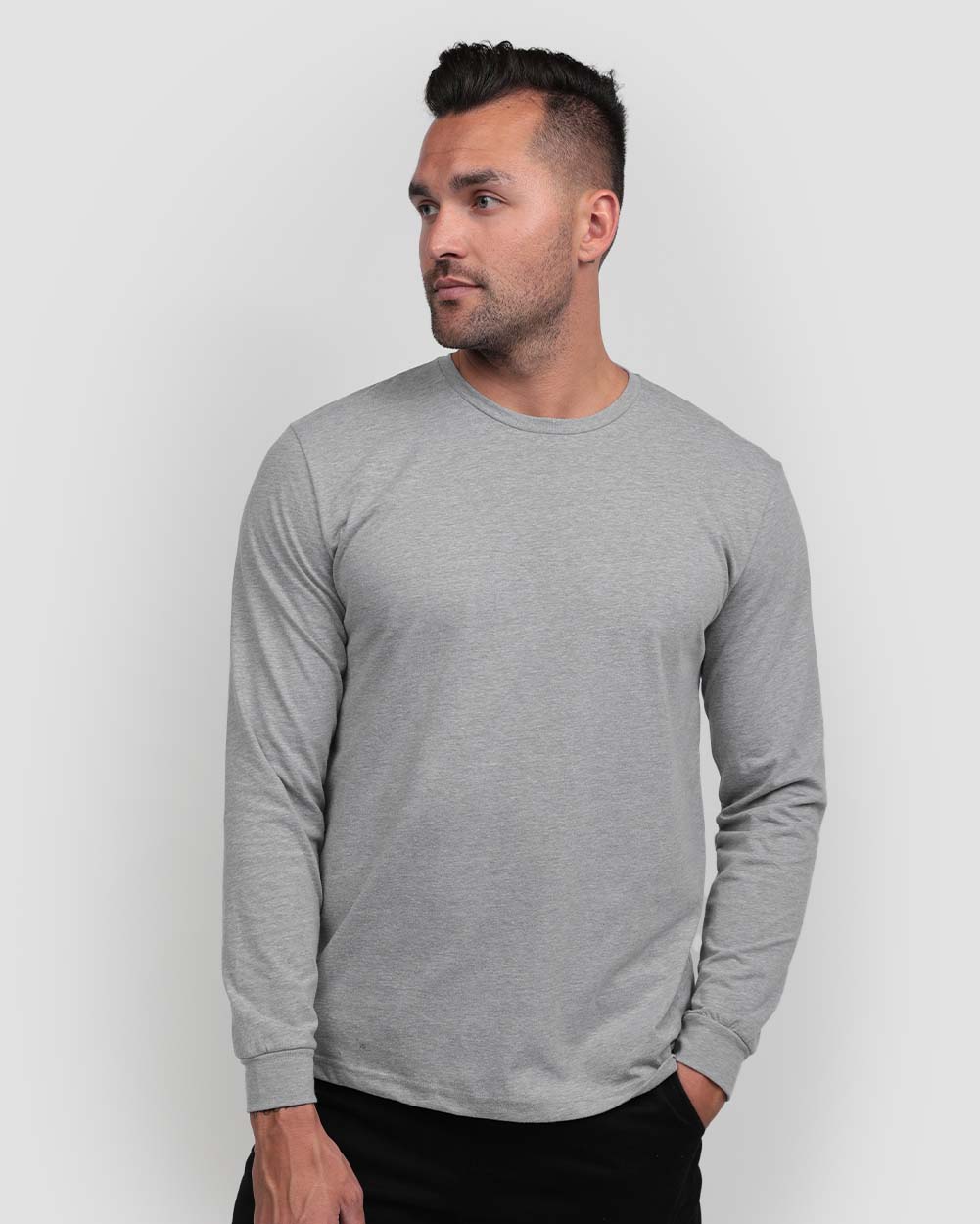 Long Sleeve Tee Mens Essential Solid Tee Lightweight Breathable Comfy Fit