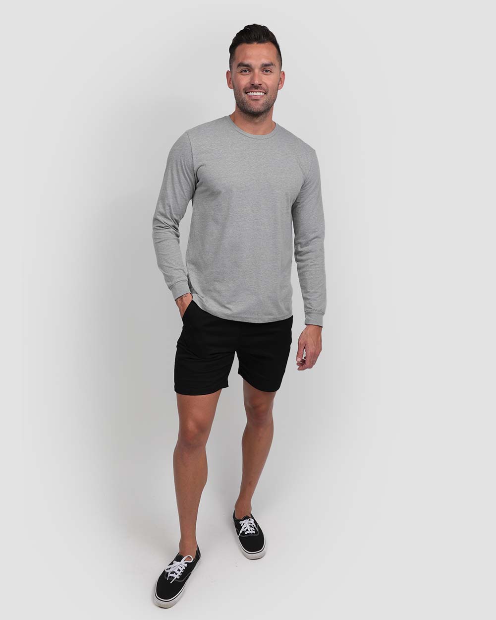 Long Sleeve Tee Mens Essential Solid Tee Lightweight Breathable Comfy Fit