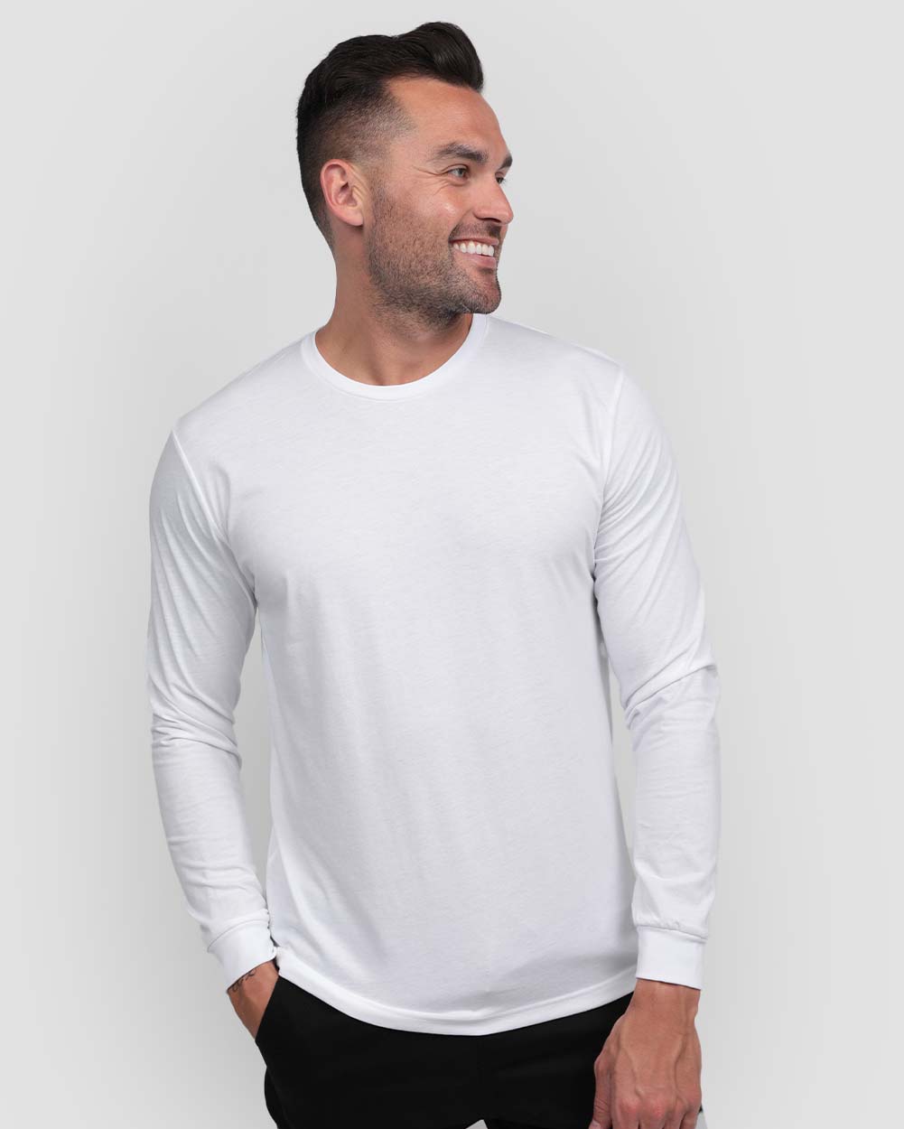 Long Sleeve Tee Mens Essential Solid Tee Lightweight Breathable Comfy Fit