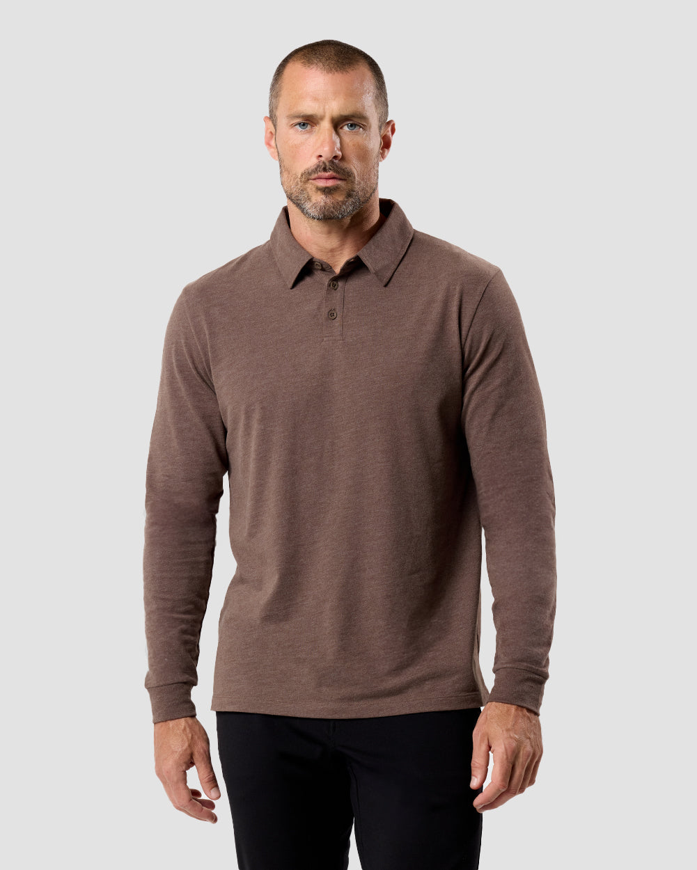 Long Sleeve Polo Shirt Sweatshirt for Men Blue