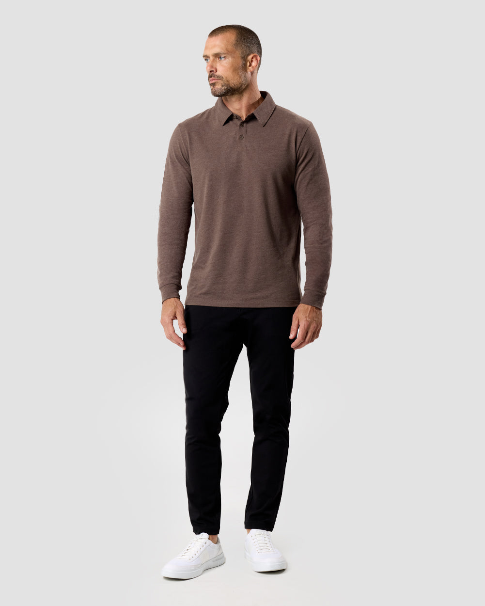 Long Sleeve Polo Shirt Sweatshirt for Men Blue