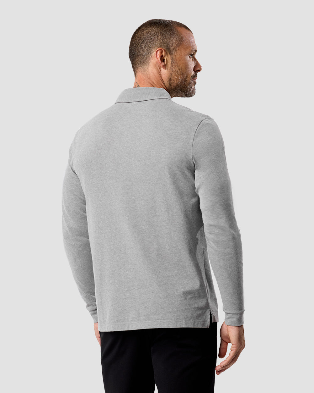 Long Sleeve Polo Shirt Sweatshirt for Men Blue