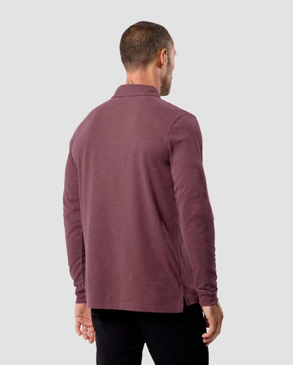 Long Sleeve Polo Shirt Sweatshirt for Men Blue