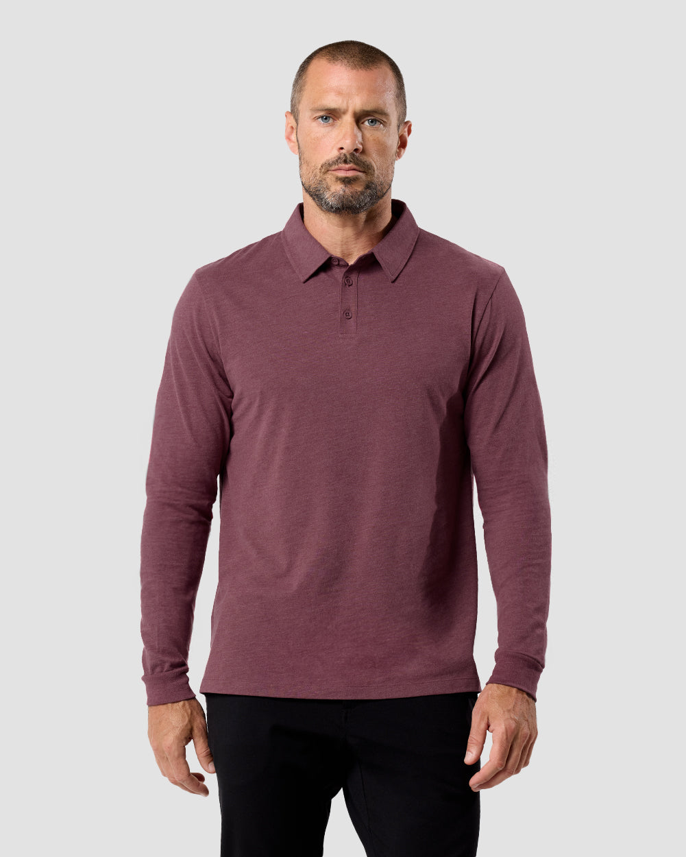 Long Sleeve Polo Shirt Sweatshirt for Men Blue