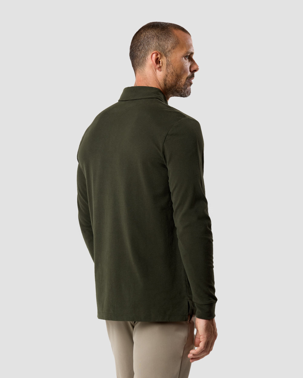 Long Sleeve Polo Shirt Sweatshirt for Men Blue