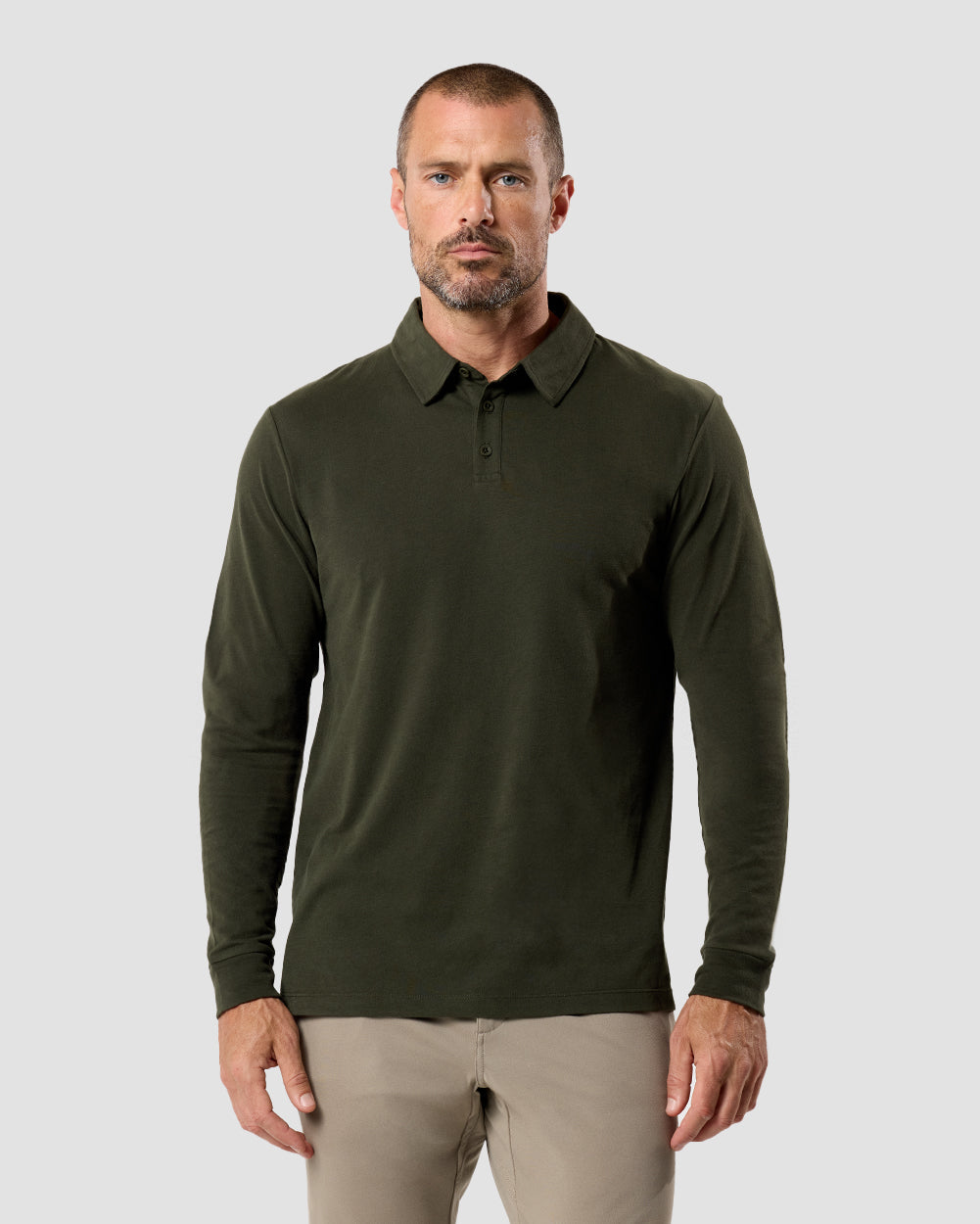 Long Sleeve Polo Shirt Sweatshirt for Men Blue