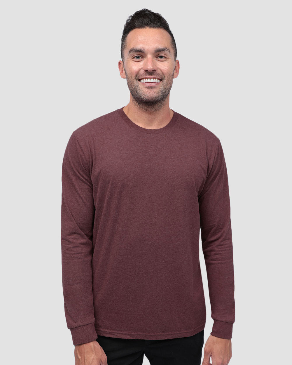 Long Sleeve Tee Mens Essential Solid Tee Lightweight Breathable Comfy Fit