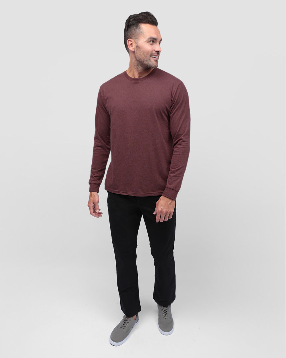 Long Sleeve Tee Mens Essential Solid Tee Lightweight Breathable Comfy Fit