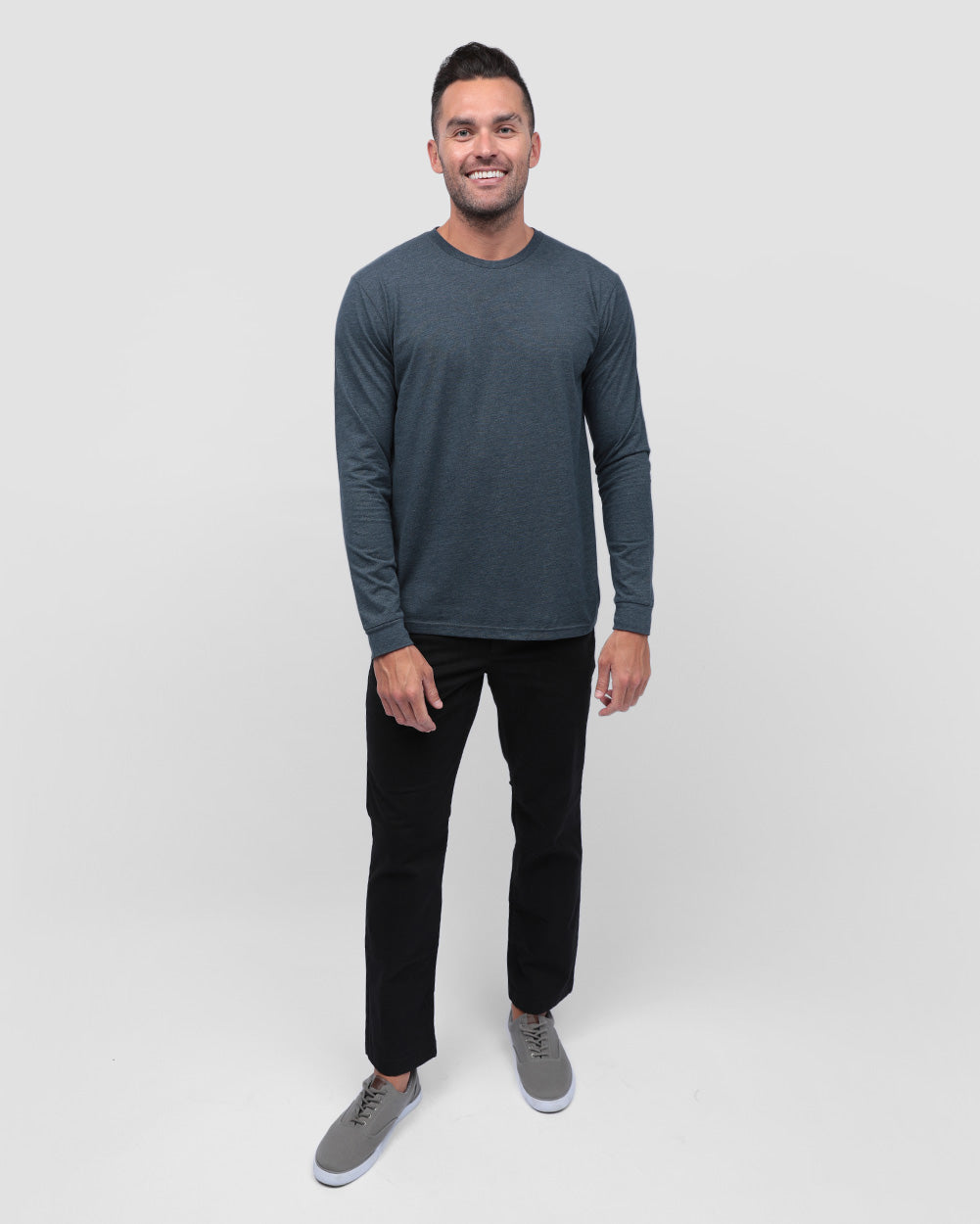 Long Sleeve Tee Mens Essential Solid Tee Lightweight Breathable Comfy Fit