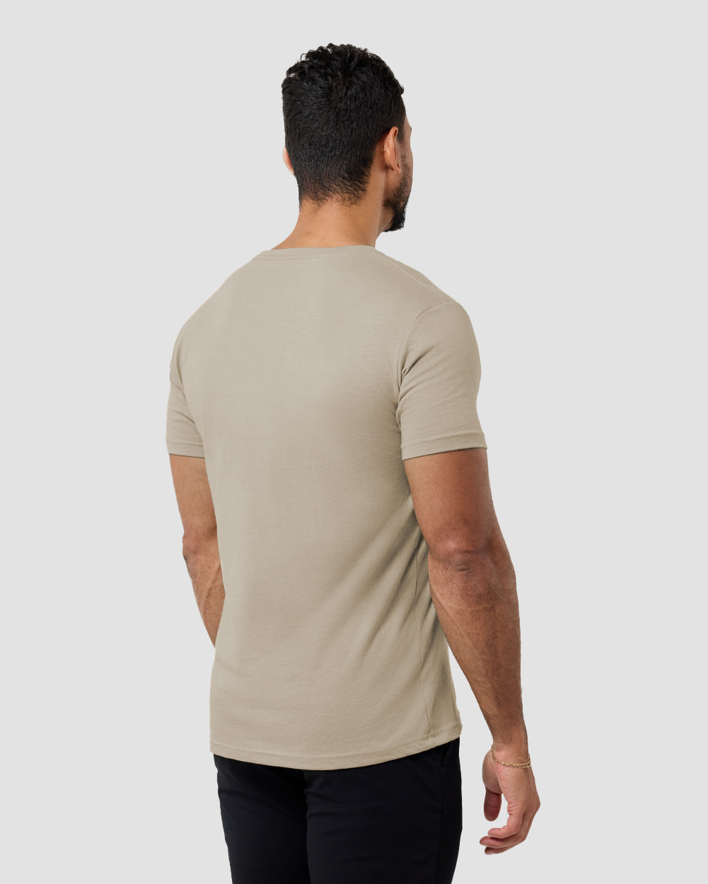 V-Neck Tee Cotton Black T-shirt for Men