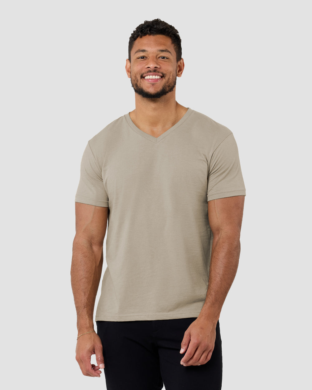 V-Neck Tee Cotton Black T-shirt for Men