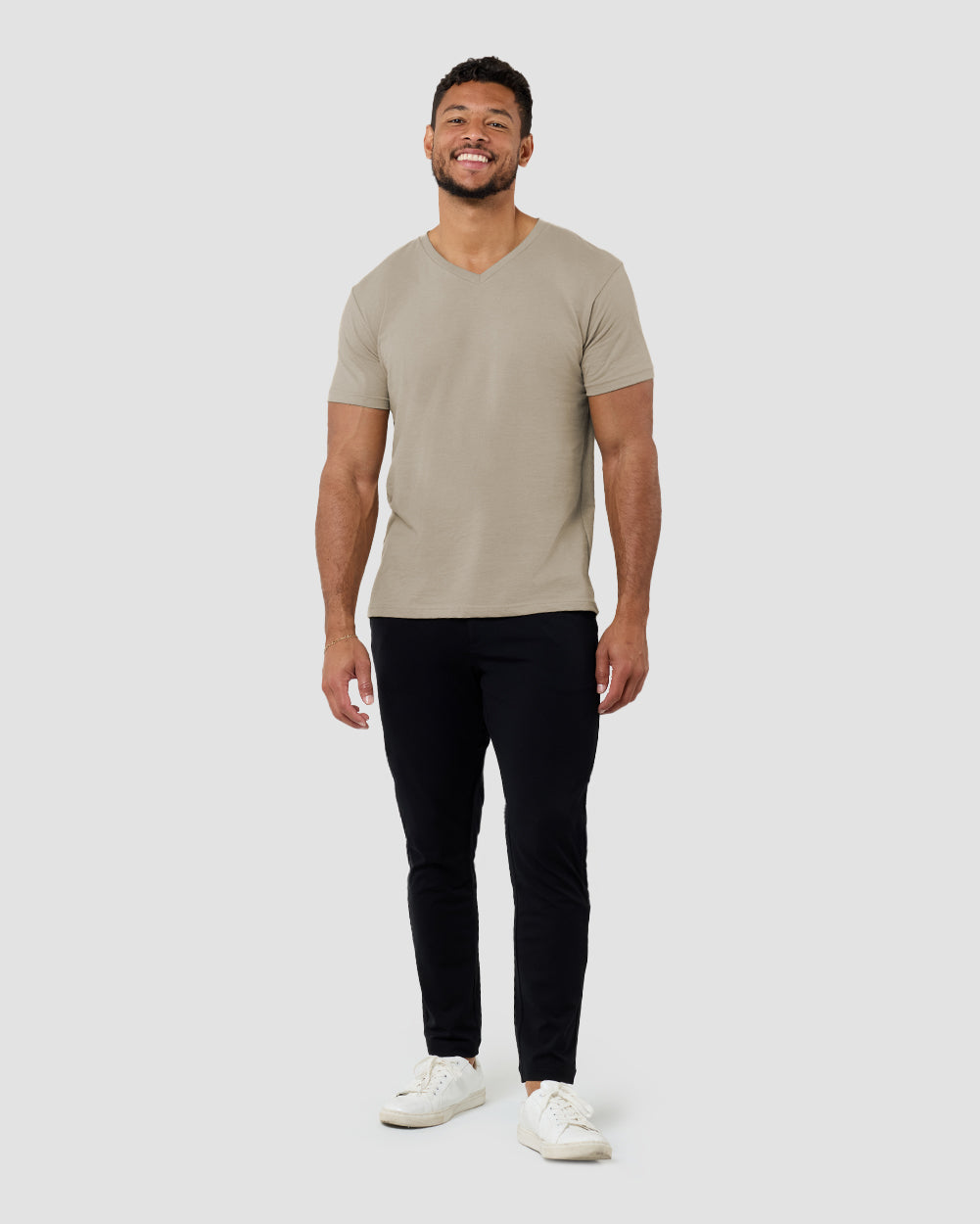 V-Neck Tee Cotton Black T-shirt for Men