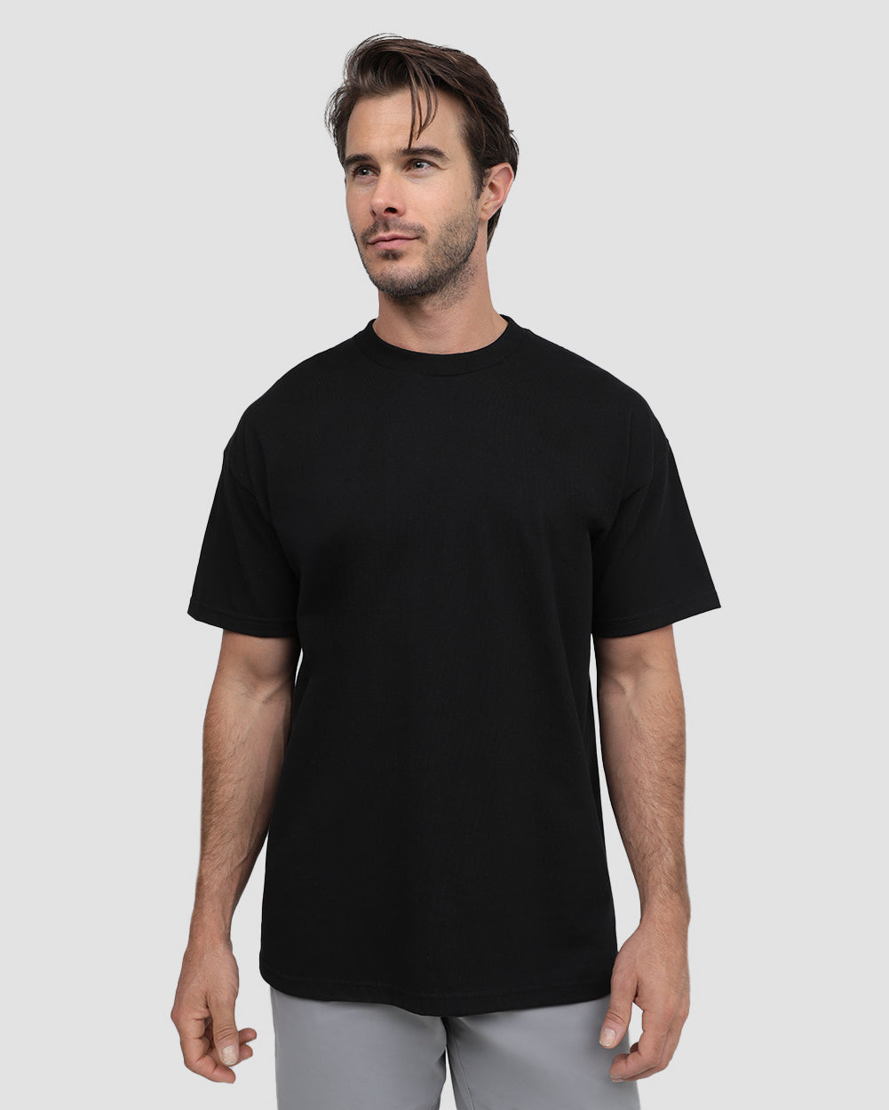 Minimalist Mens T Shirt Classic Fit Solid Color Daily Wear Black